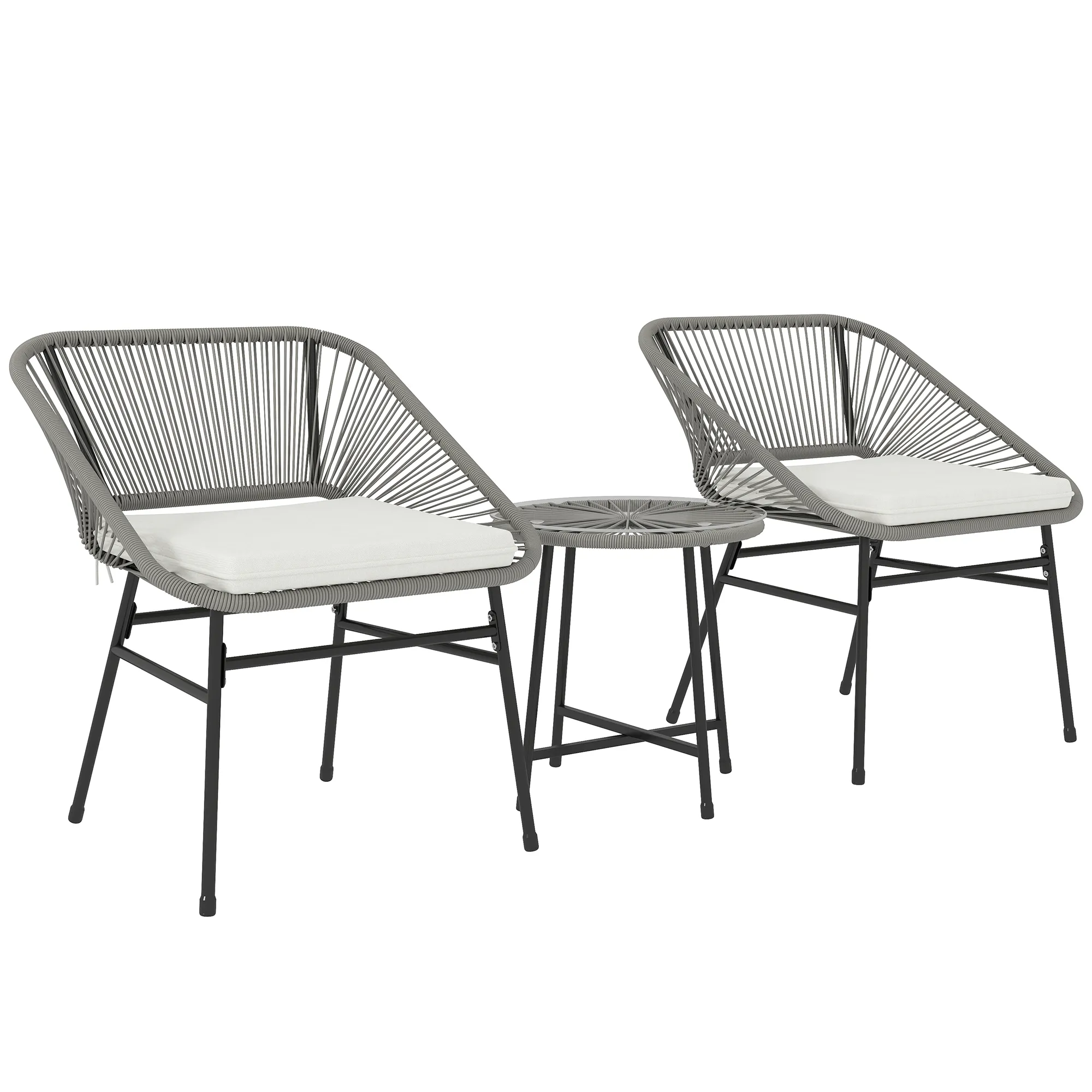 Wetterfestes Rattan-Gartenmöbel-Set Dunkelgrau 63L x 65B x 76H cm
