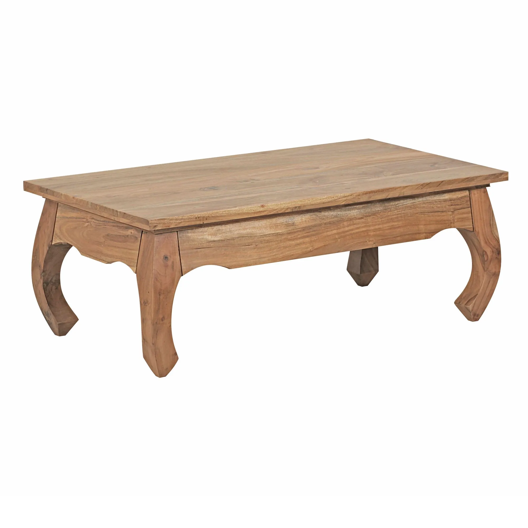 tinkaro Couchtisch eckig FERN Massiv-Holz Akazie Wohnzimmertisch Braun