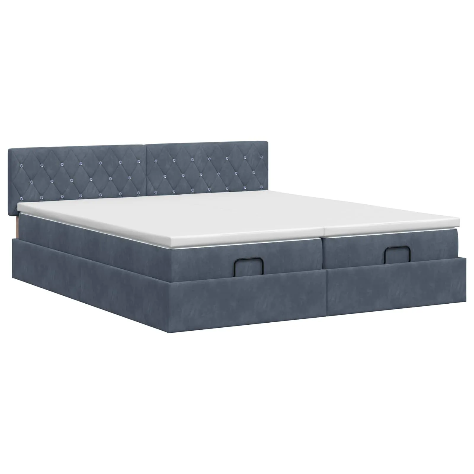 Ottoman Bett mit Matratze 203 x 200 x 88 cm Dunkelgrau