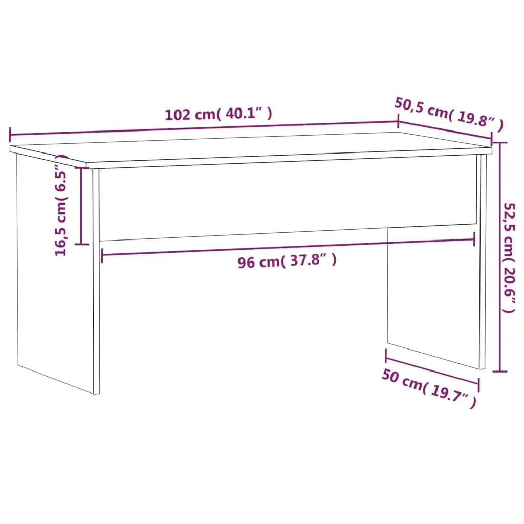 Höhenverstellbarer Couchtisch 102x50,5x52,5 cm in Betongrau