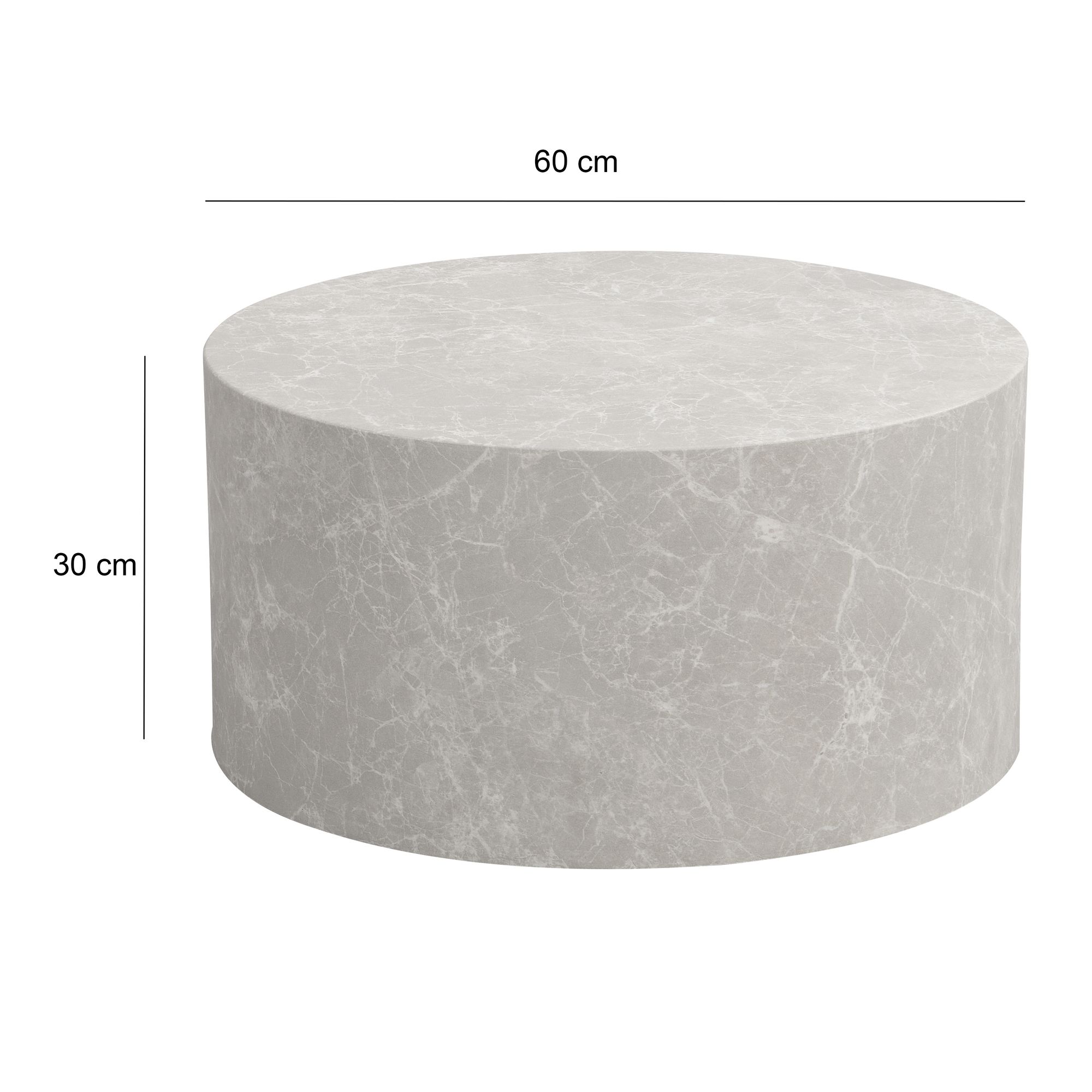 Couchtisch MONOBLOC 60x60x30 cm in Stein-Optik Sandfarben