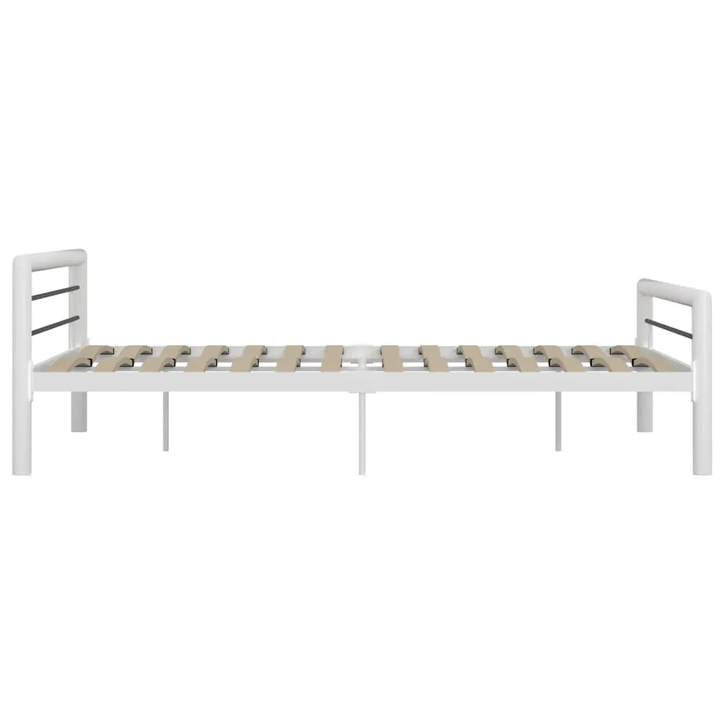 Metallbettgestell 212x187,5x65,5 cm in Weiß und Schwarz für 180x200 cm Matratze