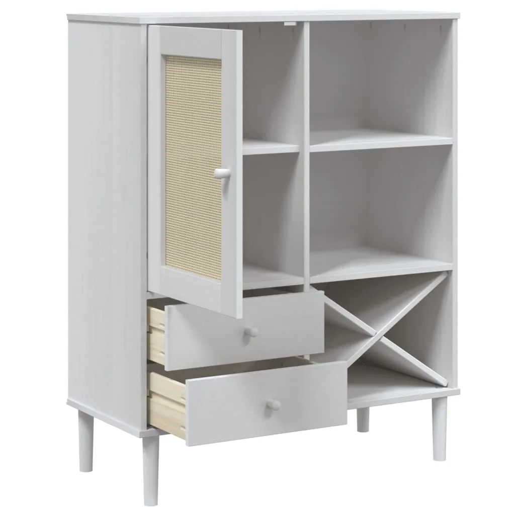 Highboard Weiß aus massivholz mit UV-Lackierung 90 x 40 x 112 cm