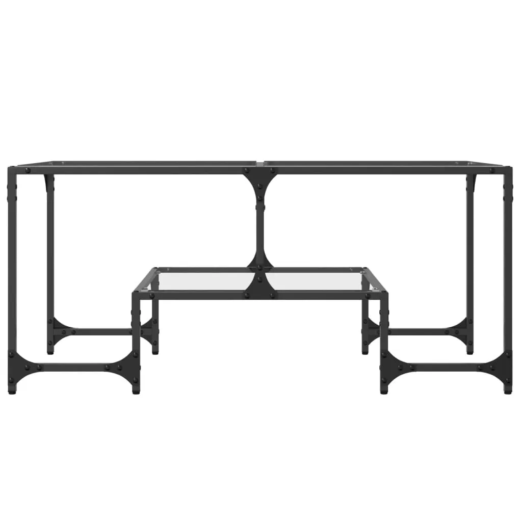 Eleganter Couchtisch 98,5 x 50 x 45 cm aus Glas und Massivholz