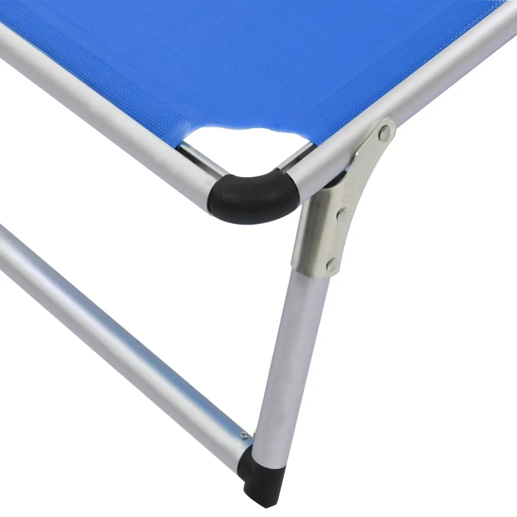 Sonnenliege Klappbar mit Sonnenschutz Alu und Textilene Blau