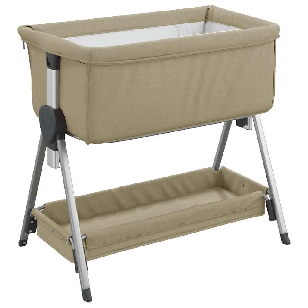 Babybett Taupe 93x56x(70-82) cm mit Matratze und Stauraum