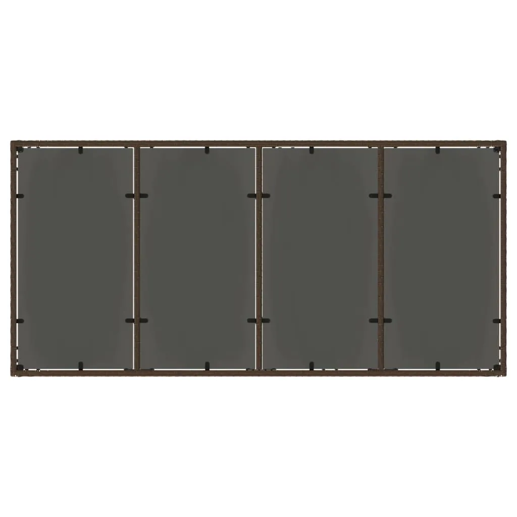 Brauner Gartentisch mit Glasplatte 190 x 90 x 75 cm