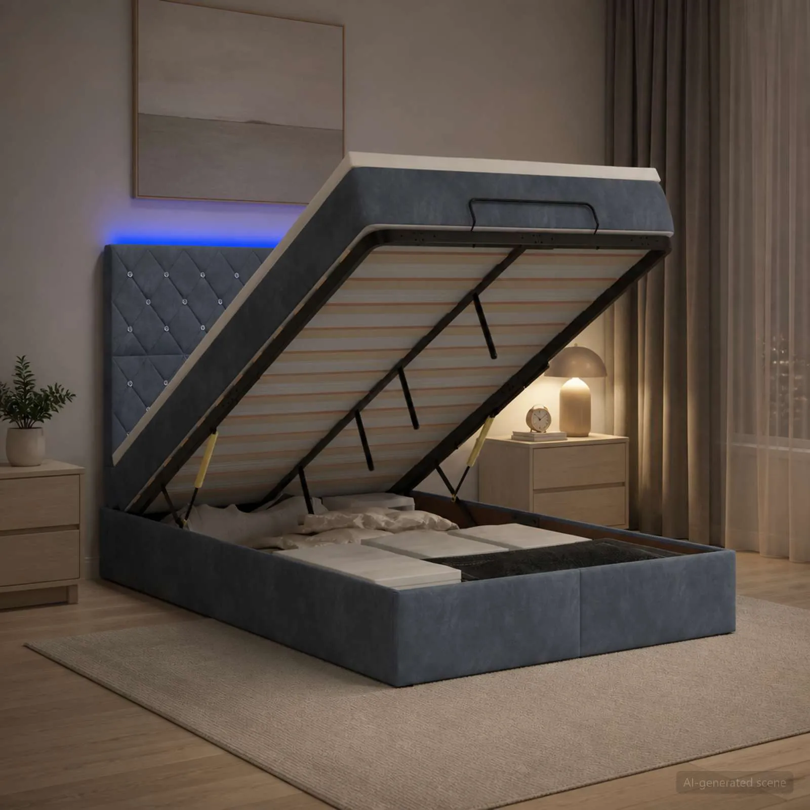 Ottoman-Bett mit Matratze 203 x 120 x 88 cm Dunkelgrau
