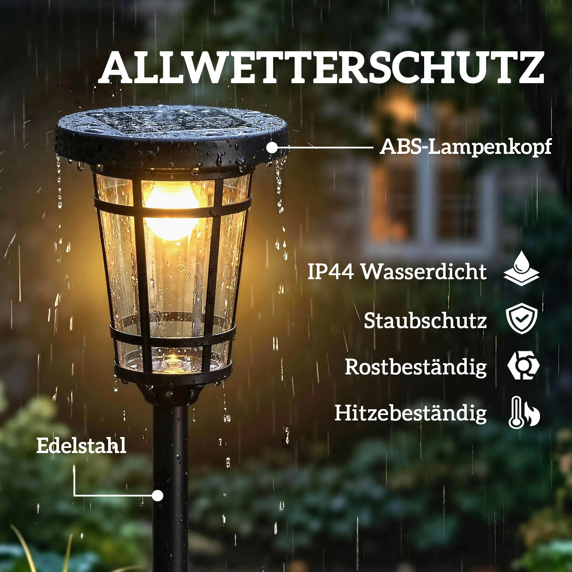 Solar Gartenleuchten 2er-Set Stehleuchte 180cm Schwarz IP44