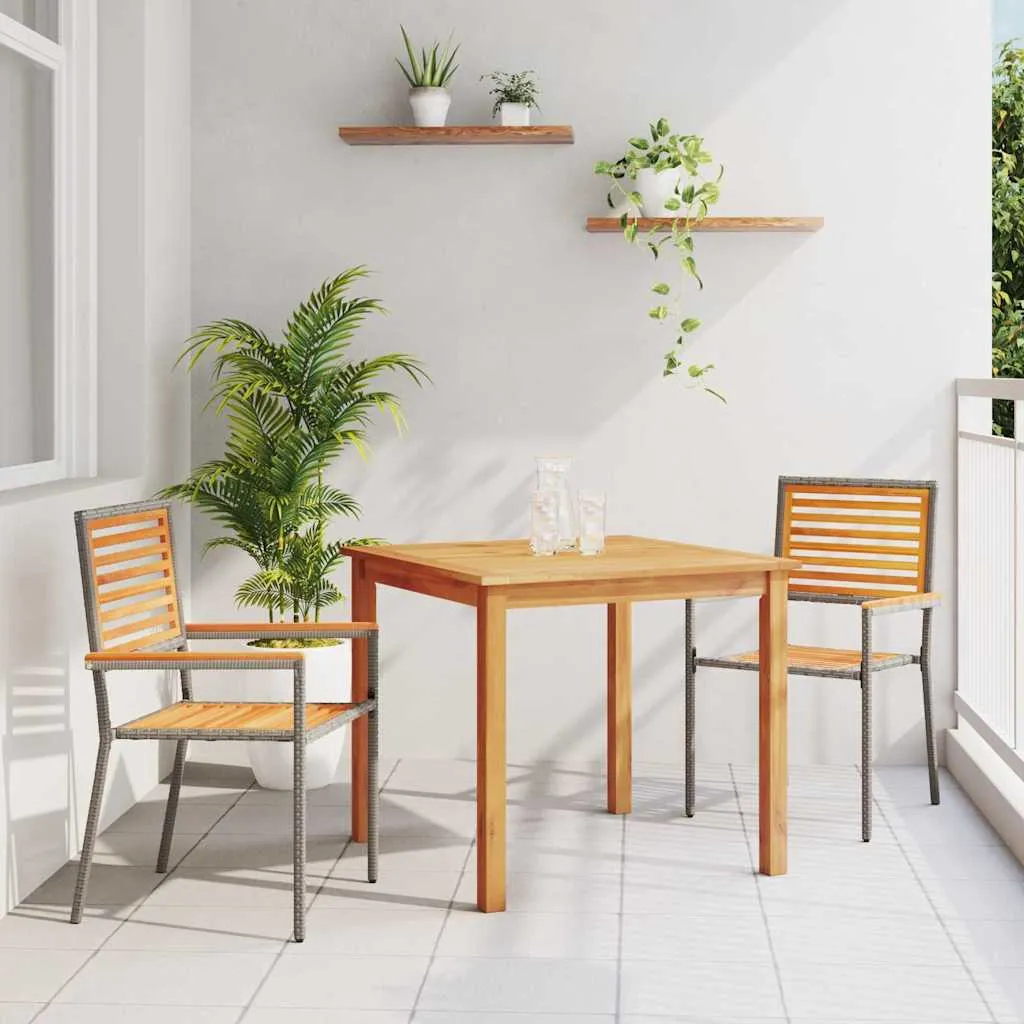 Modernes Garten-Dining-Set Echtholz 85x85x74 cm Grau