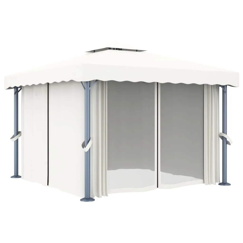 Pavillon 3x3 m Cremeweiß mit Aluminium- und Stahlgestell