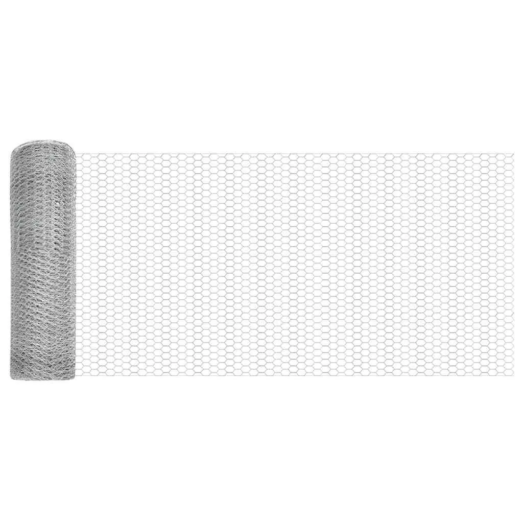 Outdoor-Hexagon-Zaun mit Betonbasis 50 x 0,5 m Silber Netz