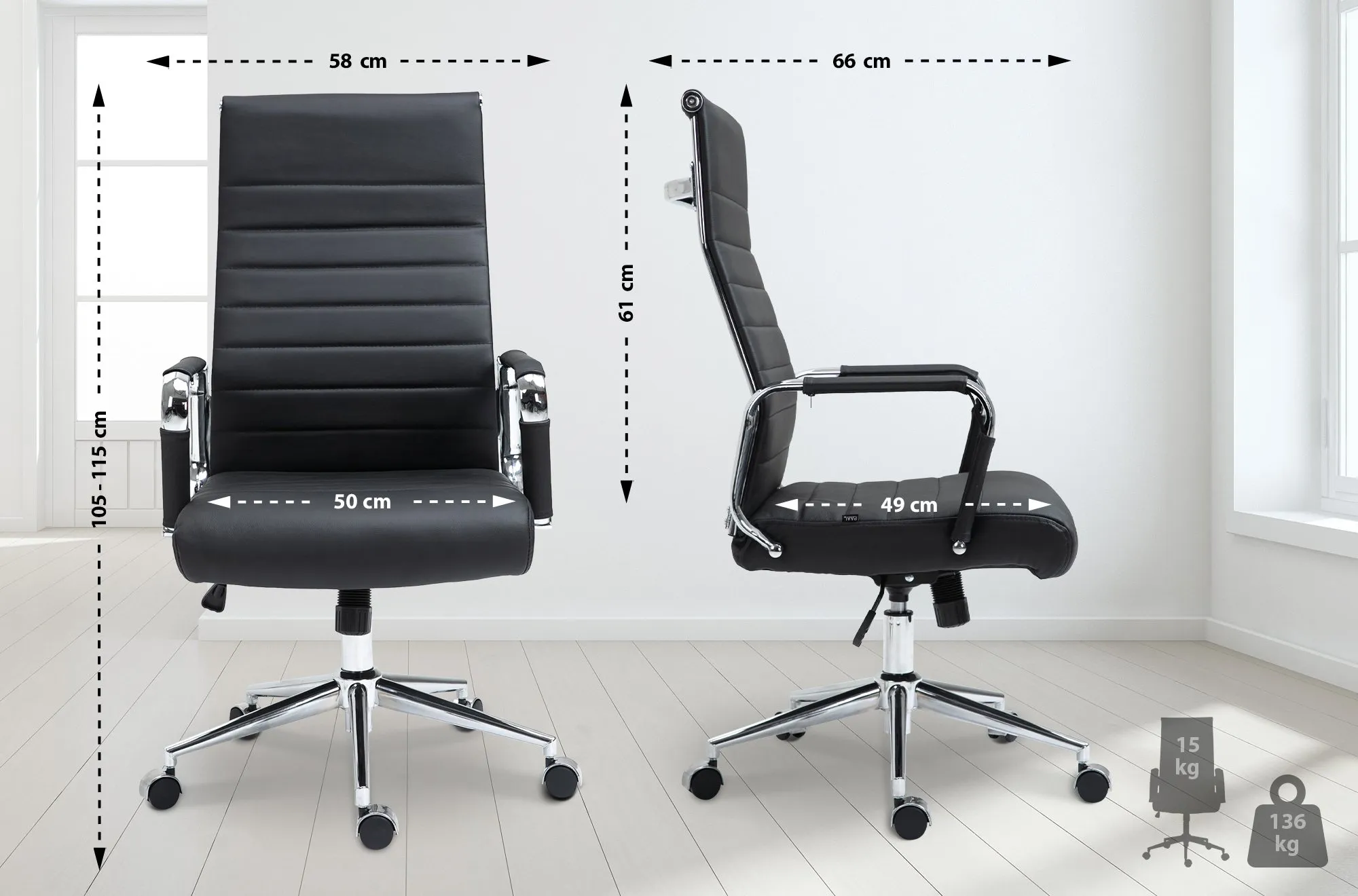 Bürostuhl Kolumbus 105x58x66 cm schwarz