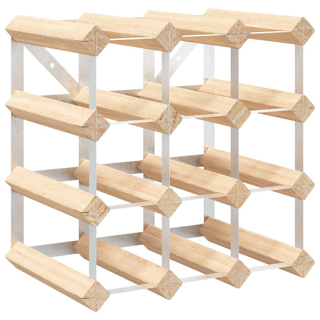 Modernes Weinregal aus Massivholz und verzinktem Stahl 32,5x22,5x32,5 cm