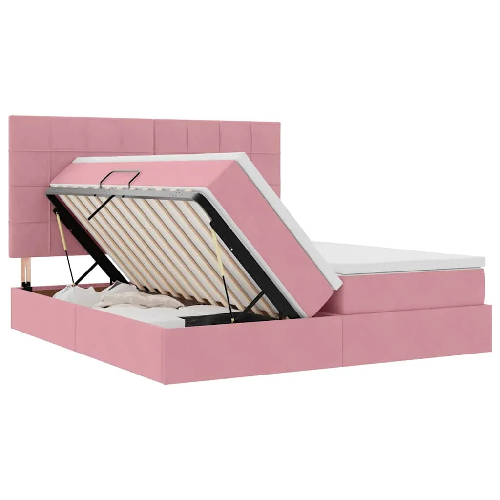LED-Speicherbett mit Matratze 180 x 200 cm Rosa