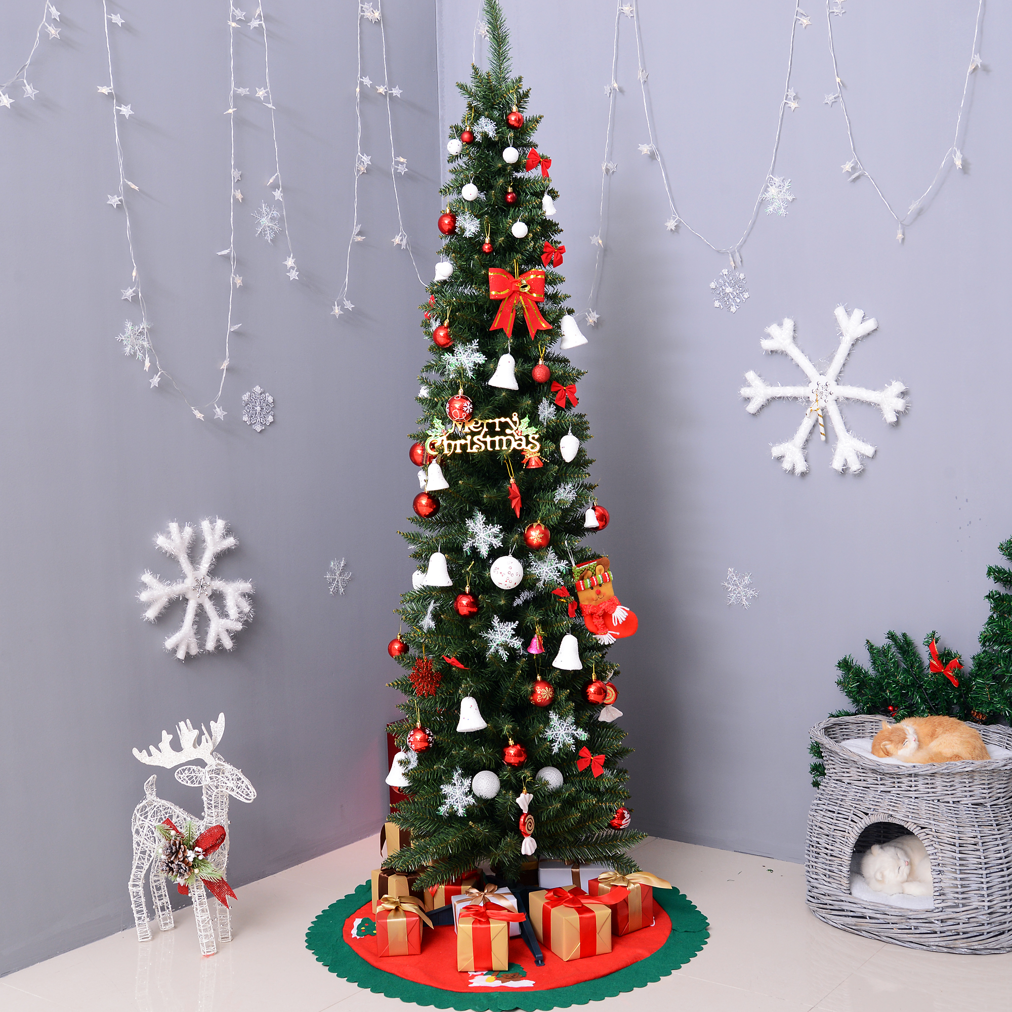 Künstlicher Weihnachtsbaum Tanne mit Ständer, 2,1 m, Grün