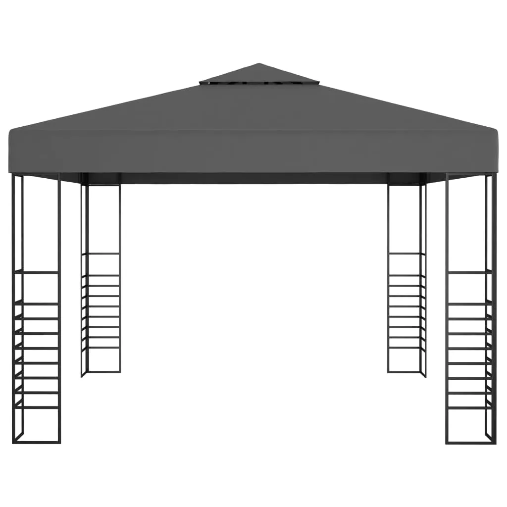Pavillon Anthrazit 3 x 3 x 2,7 m mit UV-Schutz und Solar-Lichterkette