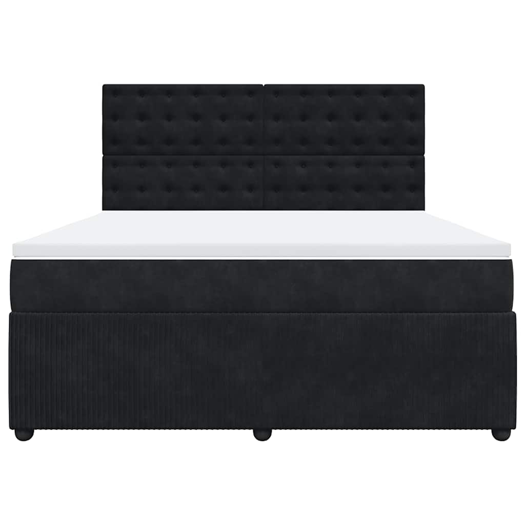 Boxspringbett Samt mit LED-Beleuchtung 180x200 cm Schwarz