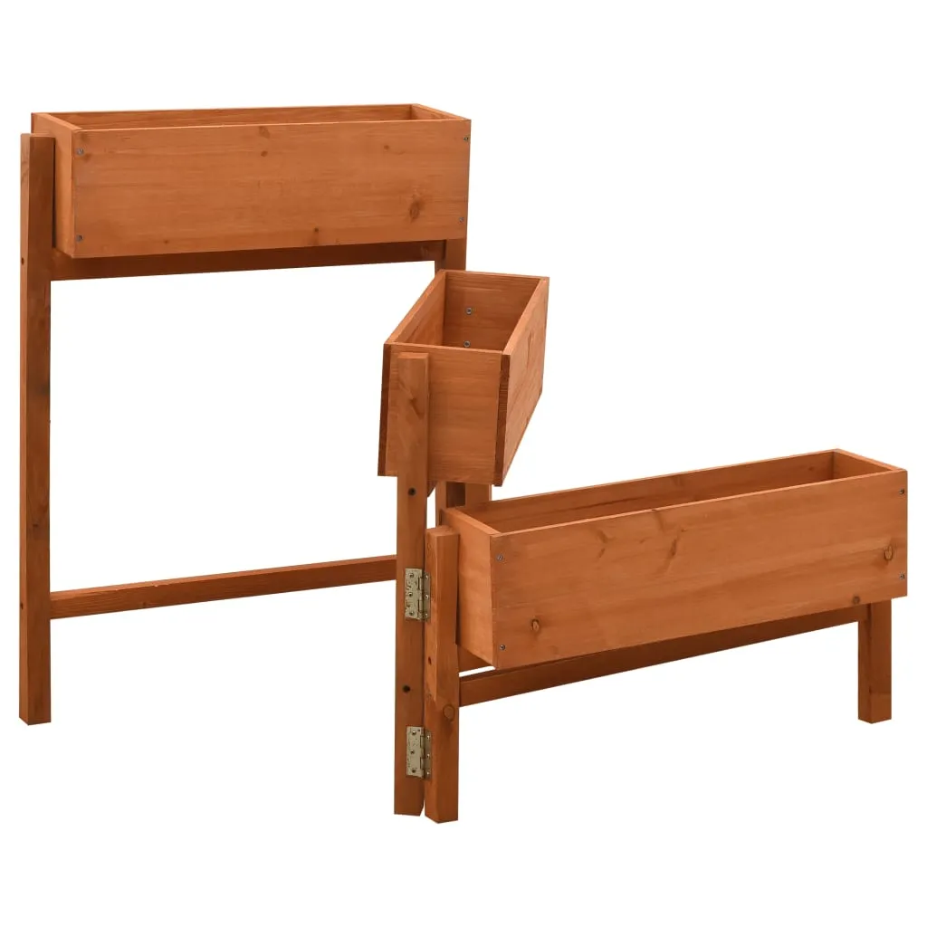 Pflanzkübel-Ständer aus massivem Massivholz, orange, 181x14x75 cm