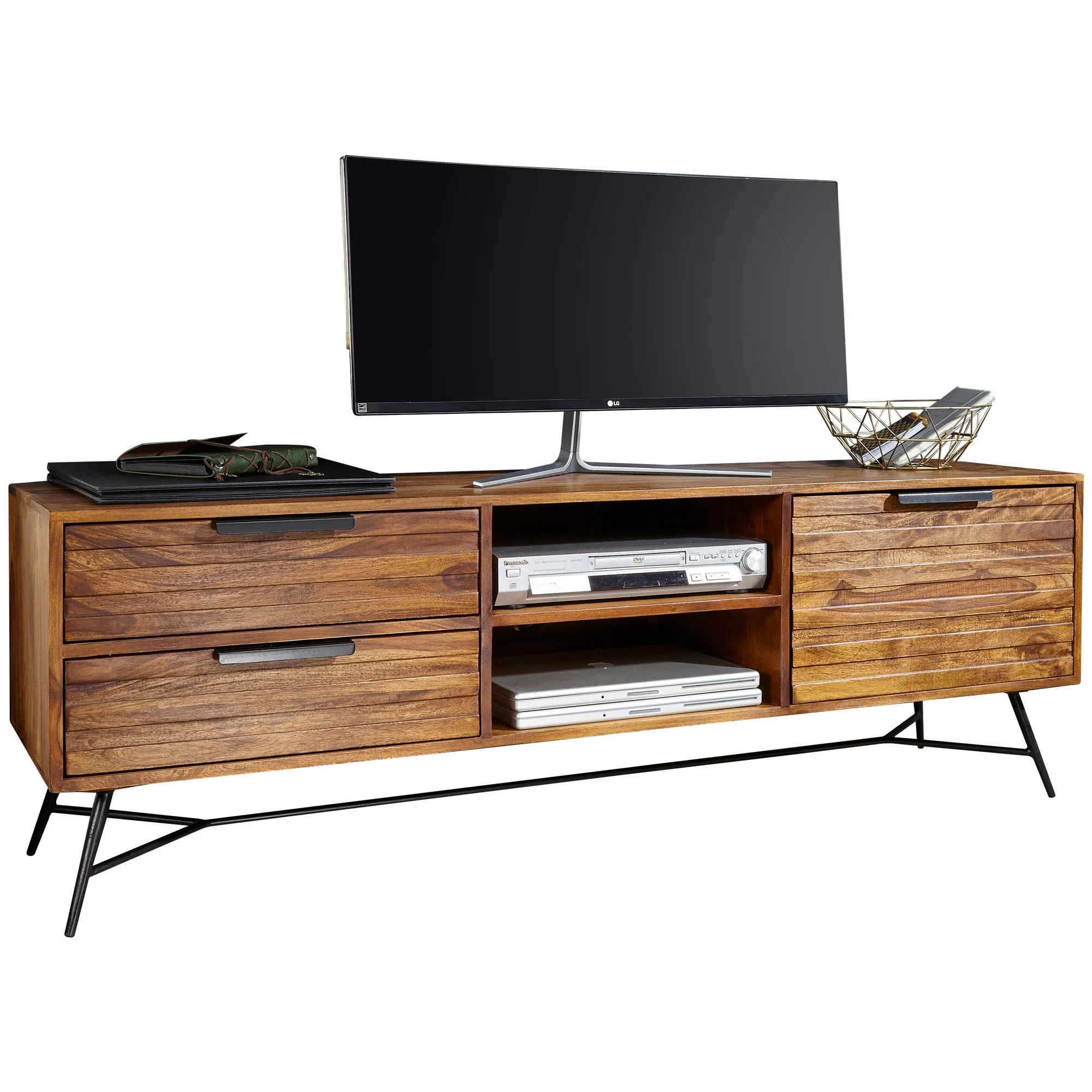 Wohnling Lowboard NISHAN 160x54x40 cm Sheesham Massiv Holz Wohnling Lowboard NISHAN 160x54x40 cm Sheesham Massiv Holz