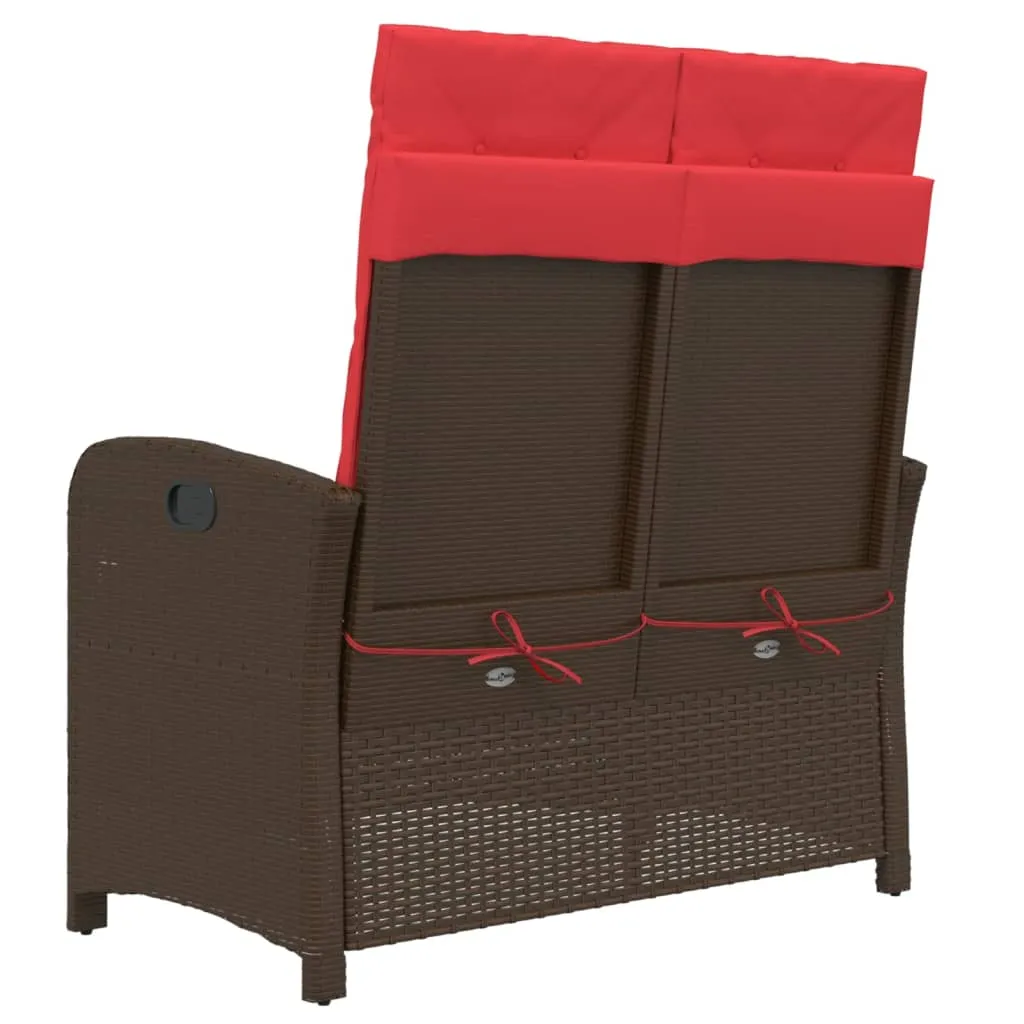 Garten-Relaxbank 105x59x93 cm Braun aus PE-Rattan und Stahl