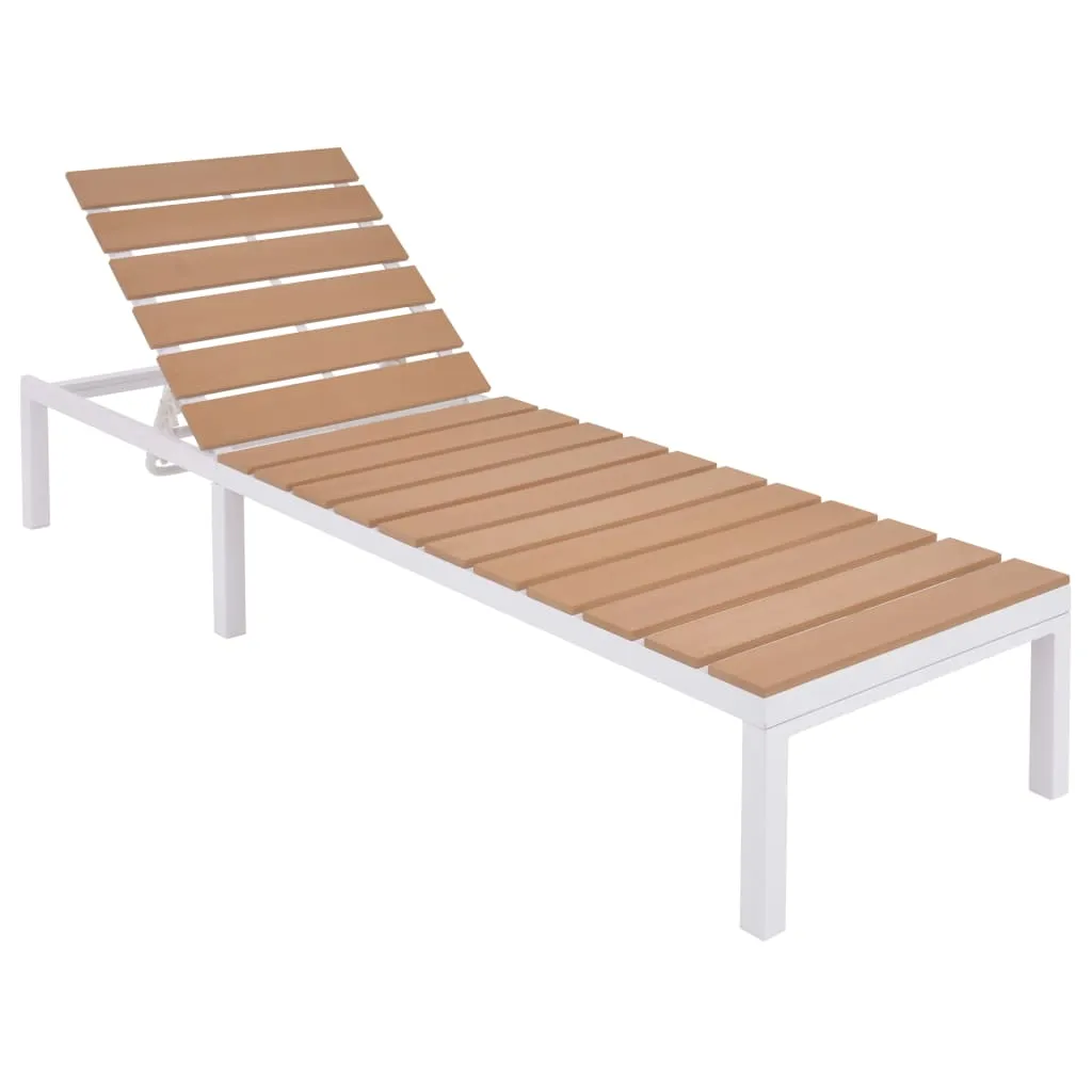 Sonnenliege Aluminium WPC 63x198x33-92 cm Weiß und Braun