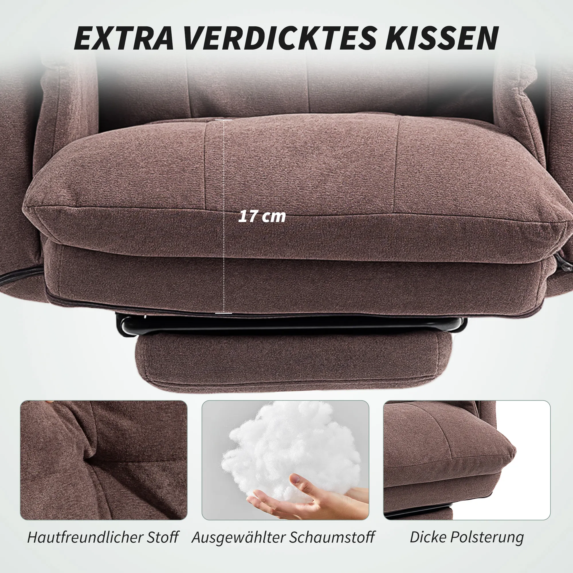 Bürostuhl mit Fußstütze 80B x 77T x 108-116H cm Kaffeebraun+Schwarz