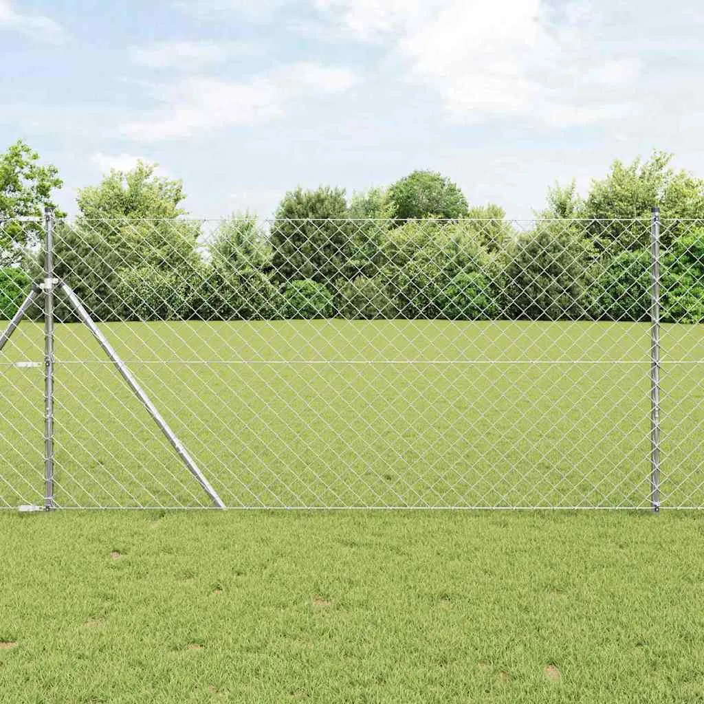 Zaunpfosten-Set aus Stahl 1000 x 3,2 x 120 cm Silber