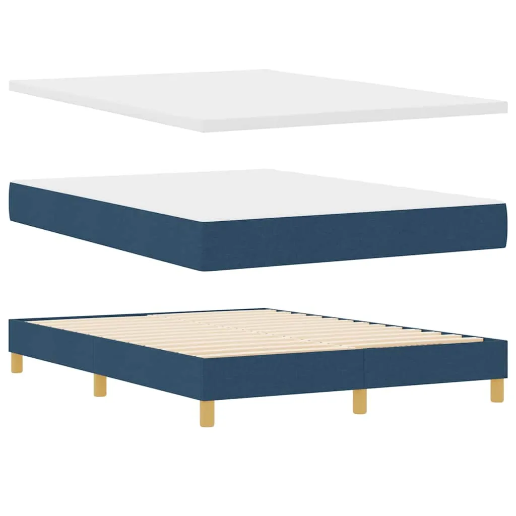 Boxspringbett Blau 140x190 cm mit verstellbarem Kopfteil