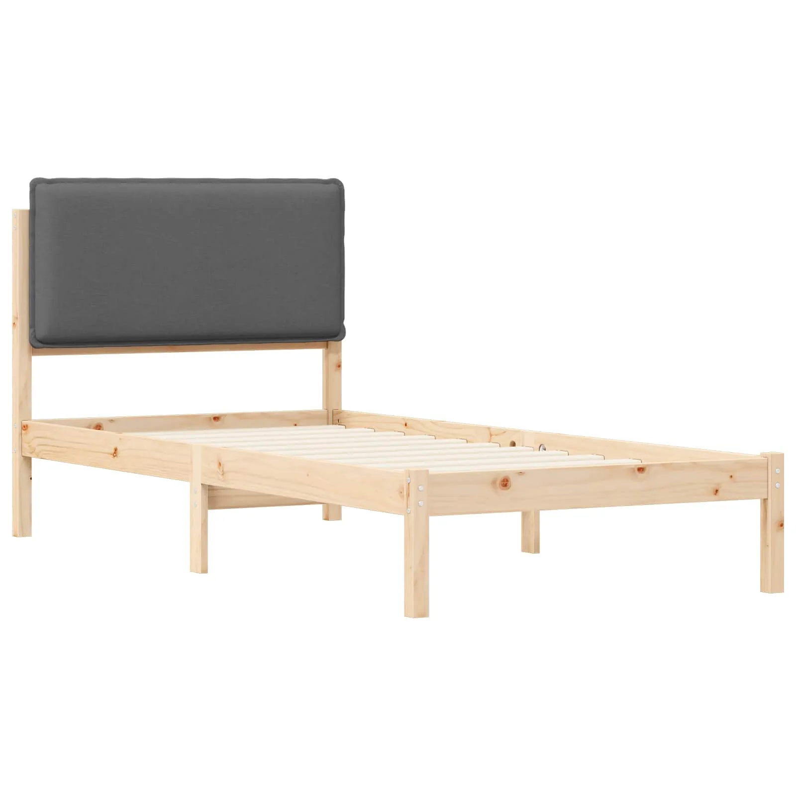 Bettgestell mit gepolstertem Kopfteil 75 x 190 cm Dunkelgrau