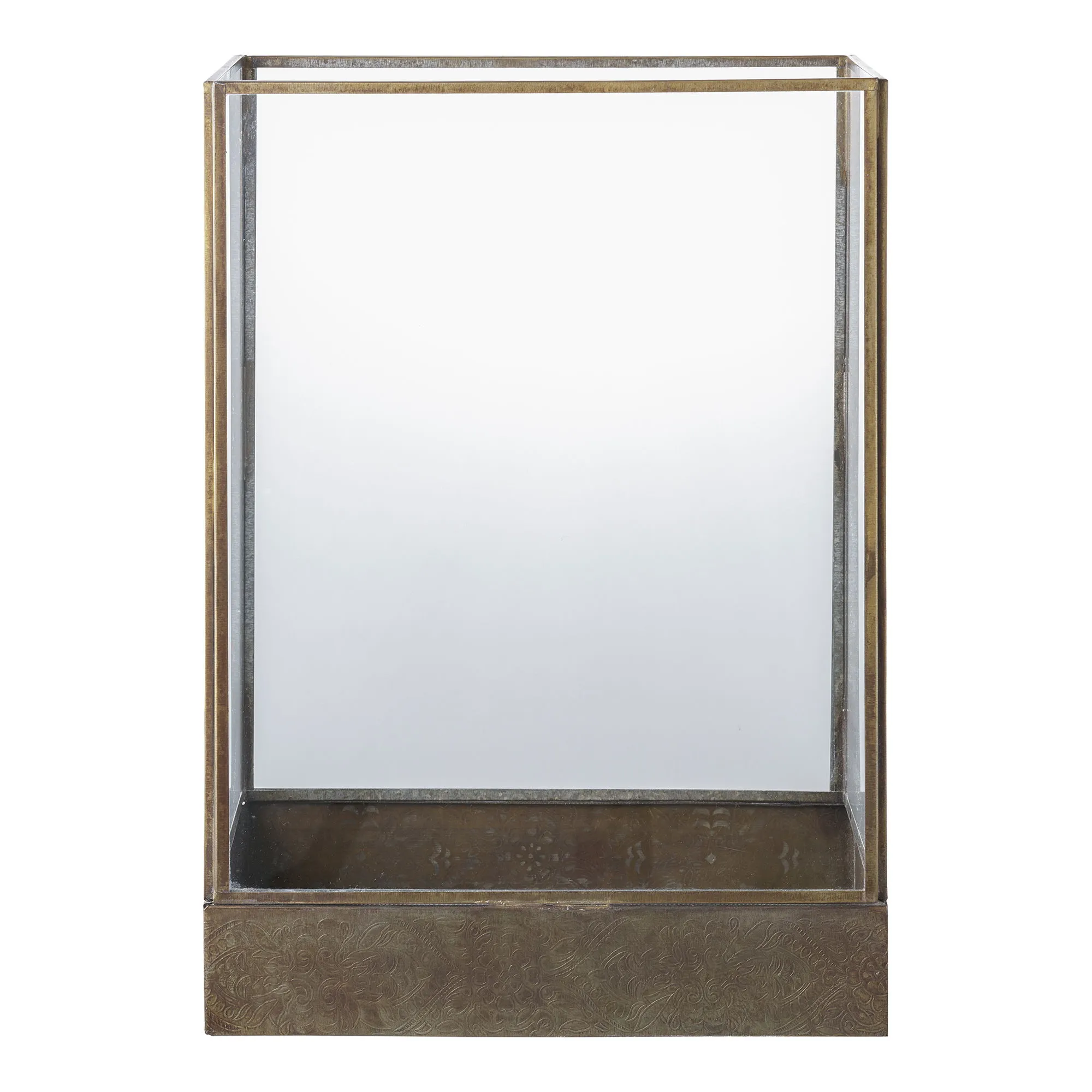 tinkaro Laterne Manali Glas, Metall Antik-Messing-Optik