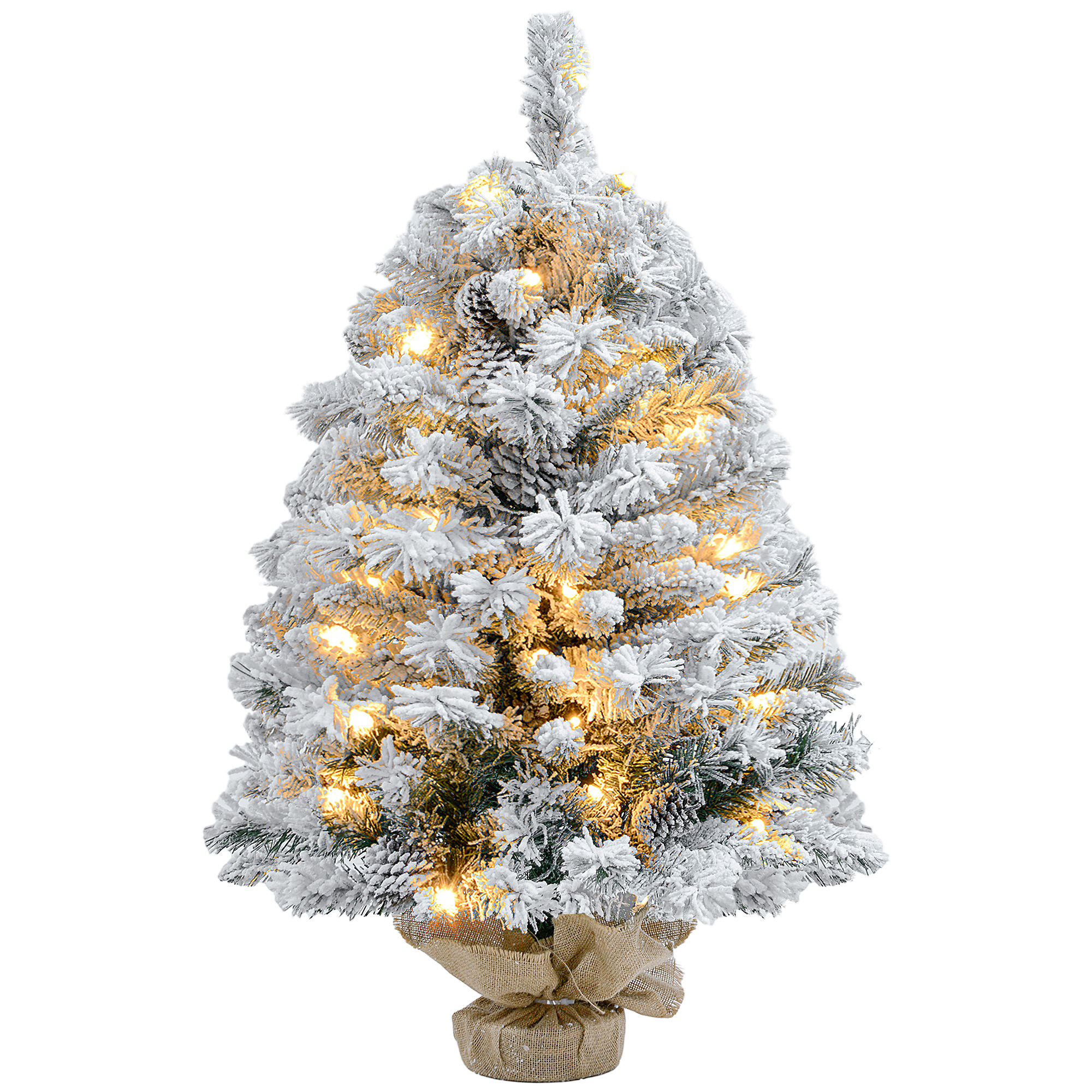 LED-Weihnachtsbaum 92 cm mit Schneezweigen und Betonfuß, Grün
