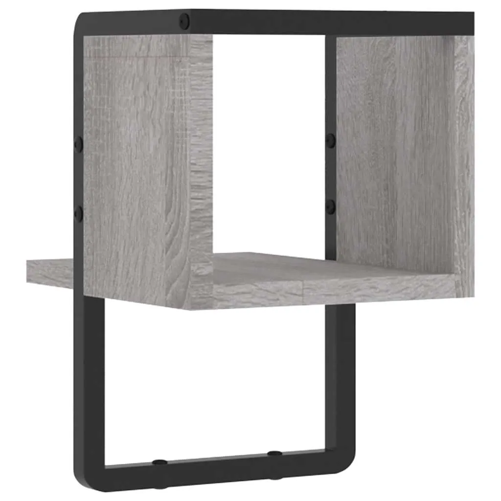 Wandregal aus Holzwerkstoff und Metall 20 x 25 x 30 cm Grau Sonoma