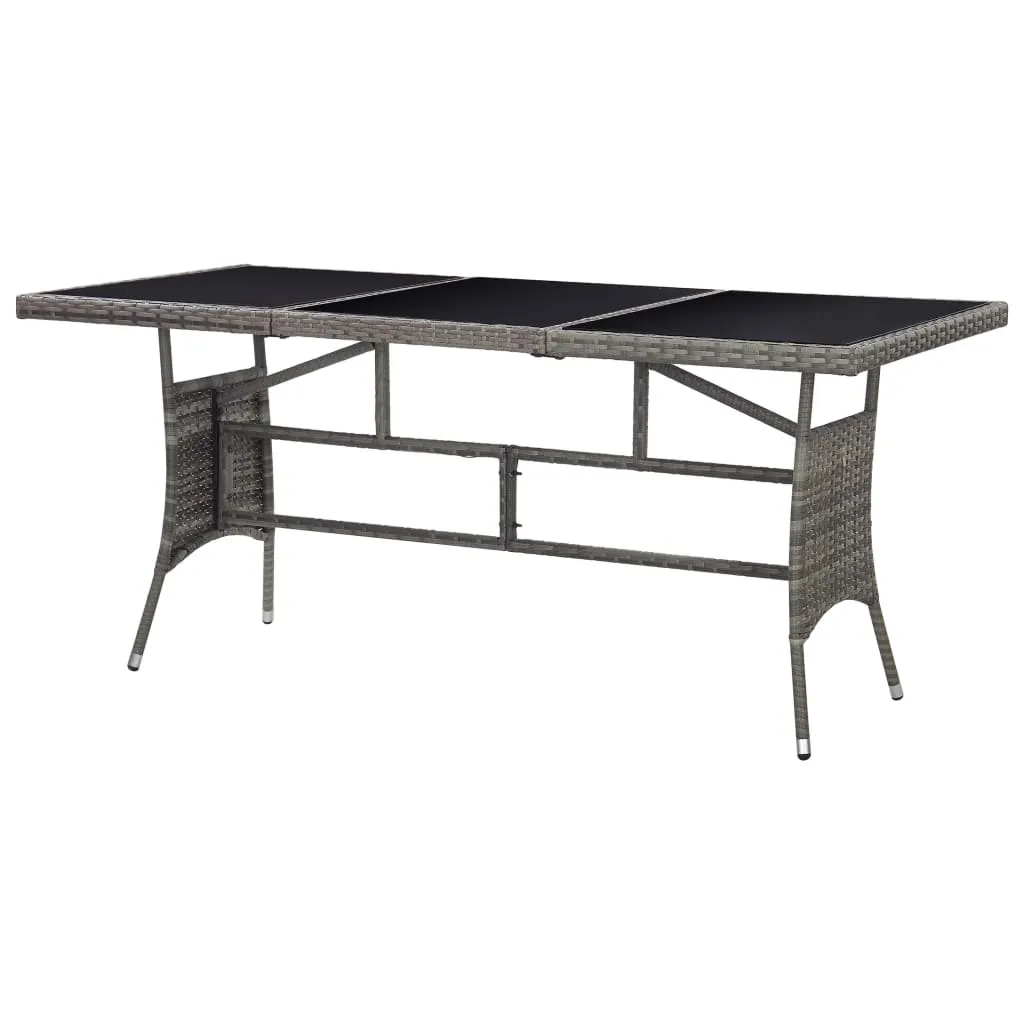 Gartentisch mit Glasplatte 170 x 80 x 74 cm Grau