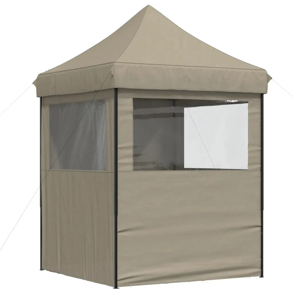 Faltbares Pop-up-Partyzelt 200x200x306 cm Taupe mit Stahlgestell