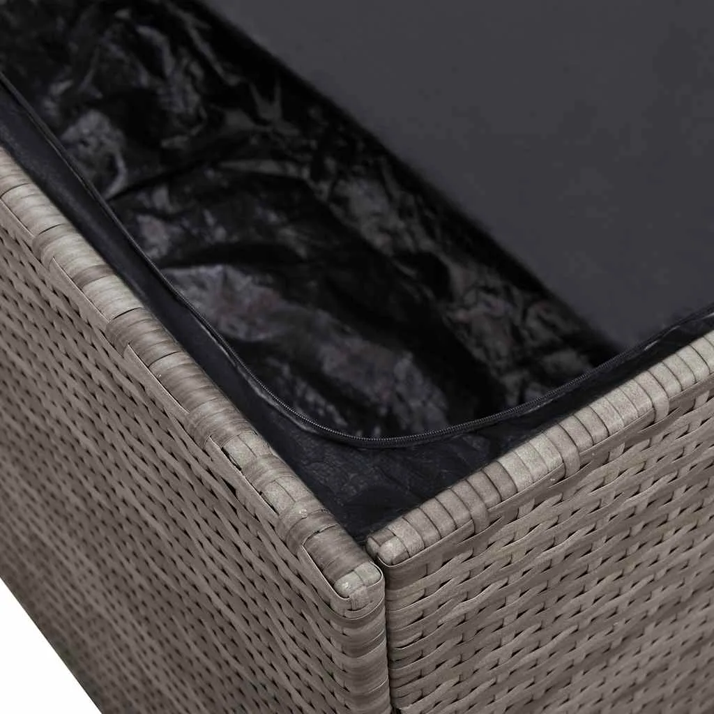 Garten-Aufbewahrungsbox PE-Rattan Grau 110x50x58 cm