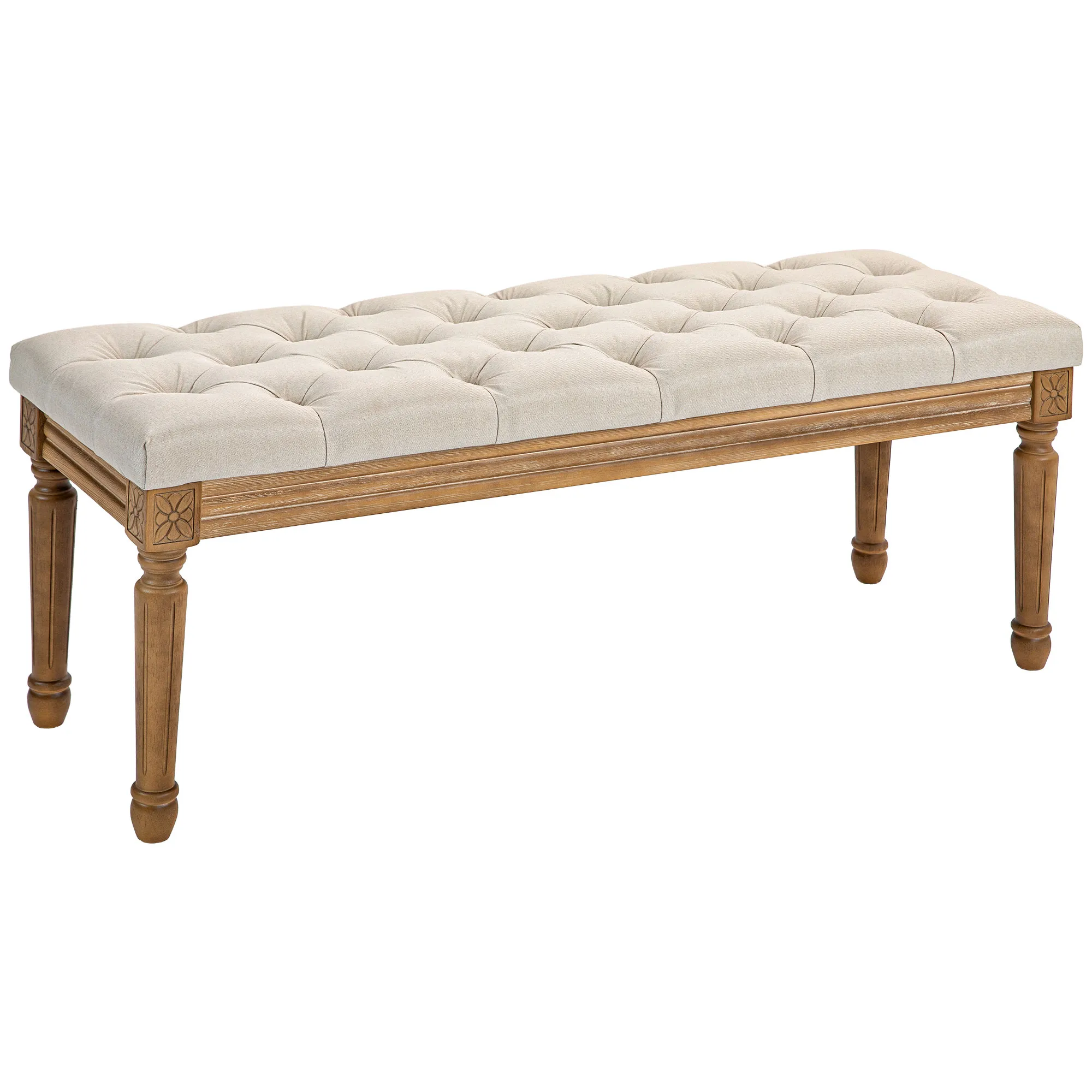Elegante Bettbank 120x41x48 cm in Cremeweiß