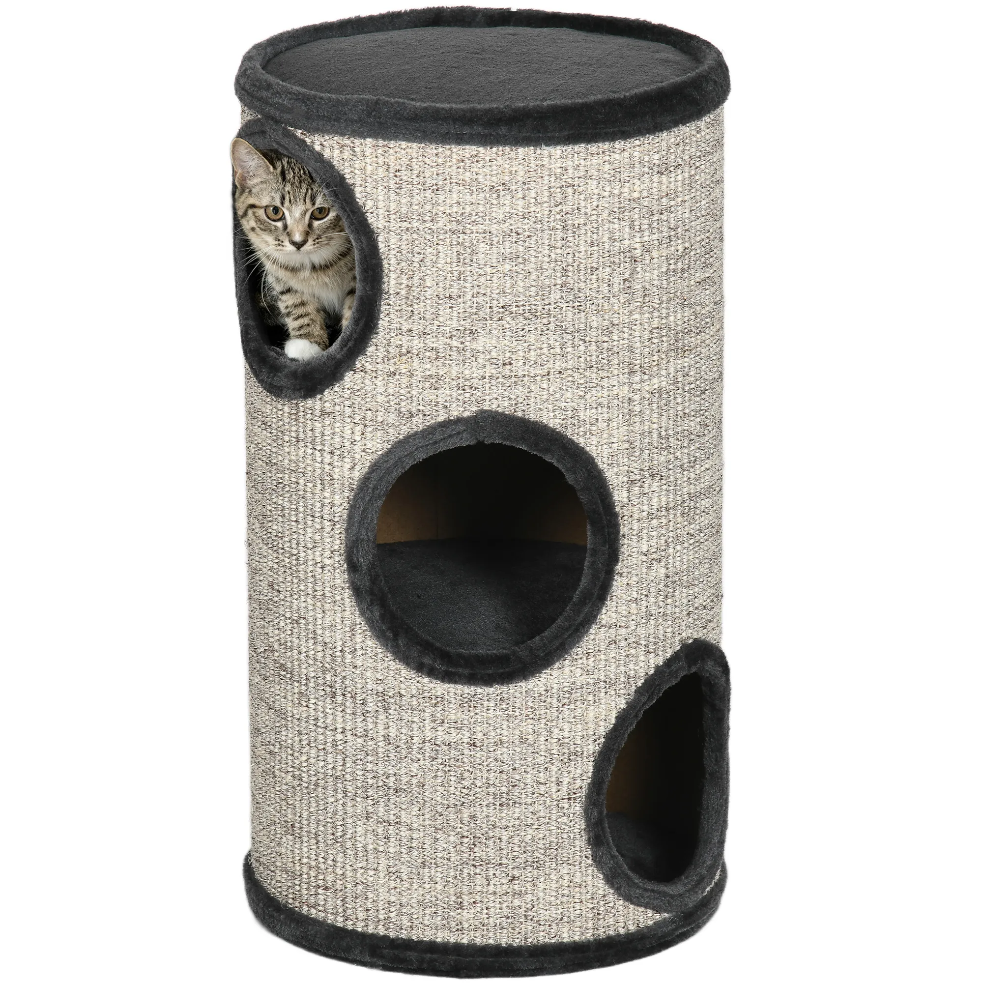 Luxuriöse Katzen Kratztonne Ø38 x 70H cm Hellgrau