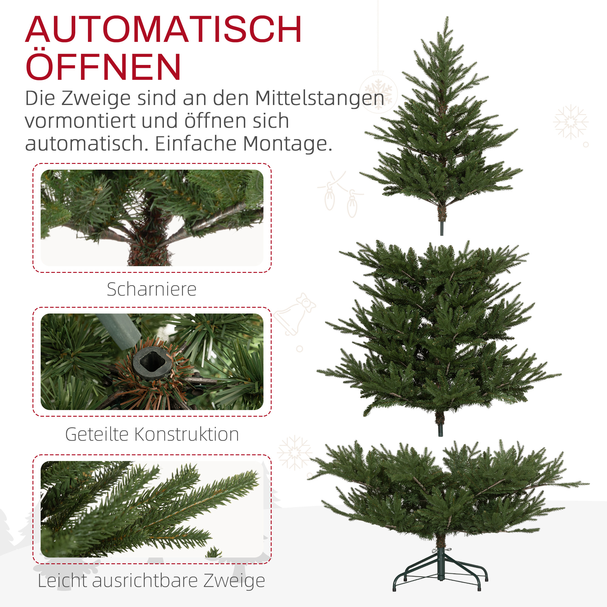 Weihnachtsbaum künstlich 183 cm, realistisch, Kunststoff, Grün