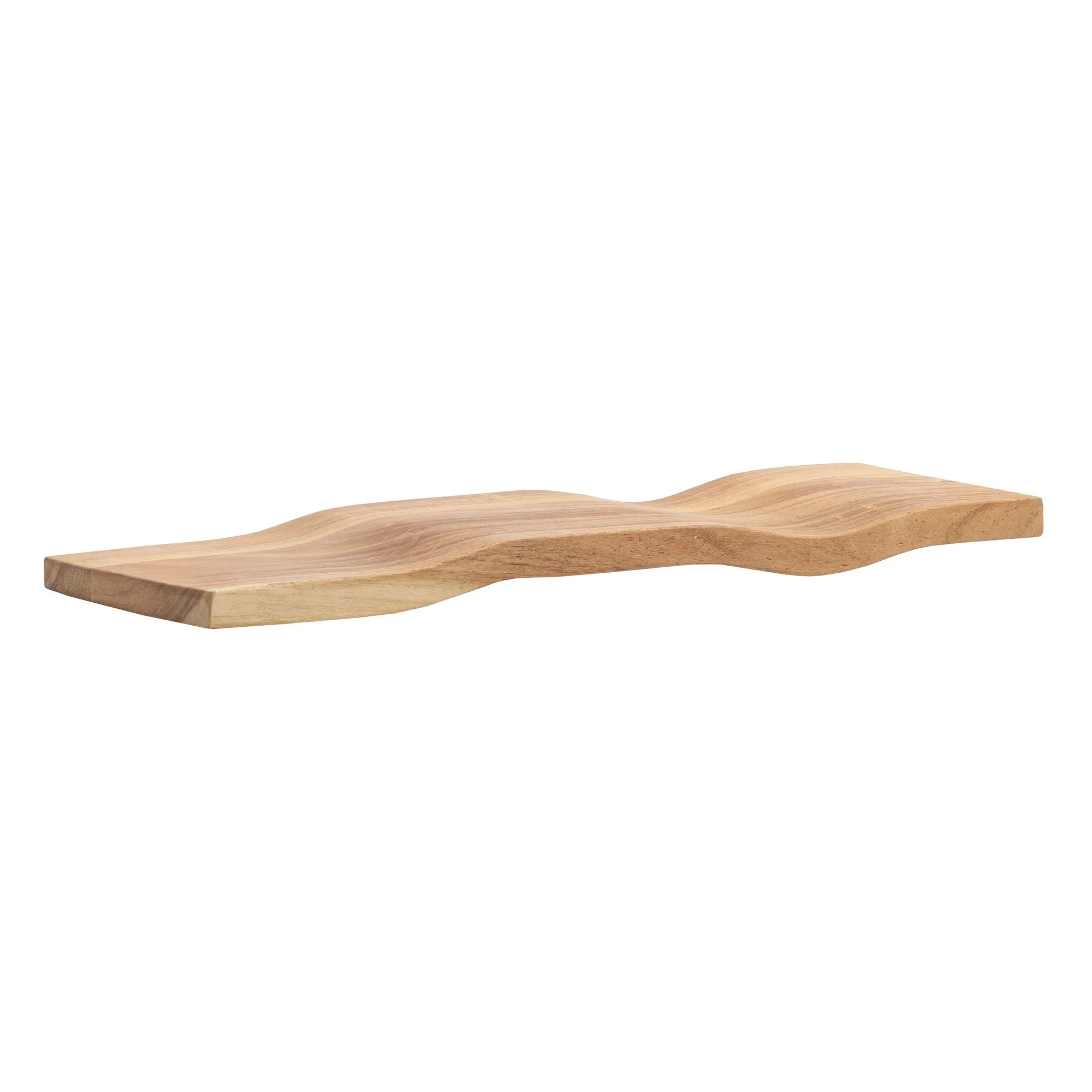 Wandregal Akazie Massivholz 60cm - Schwebendes Design Regal für die Wand Holz massiv - Hängeregal in Wellenform - Wandboard aus Echtholz