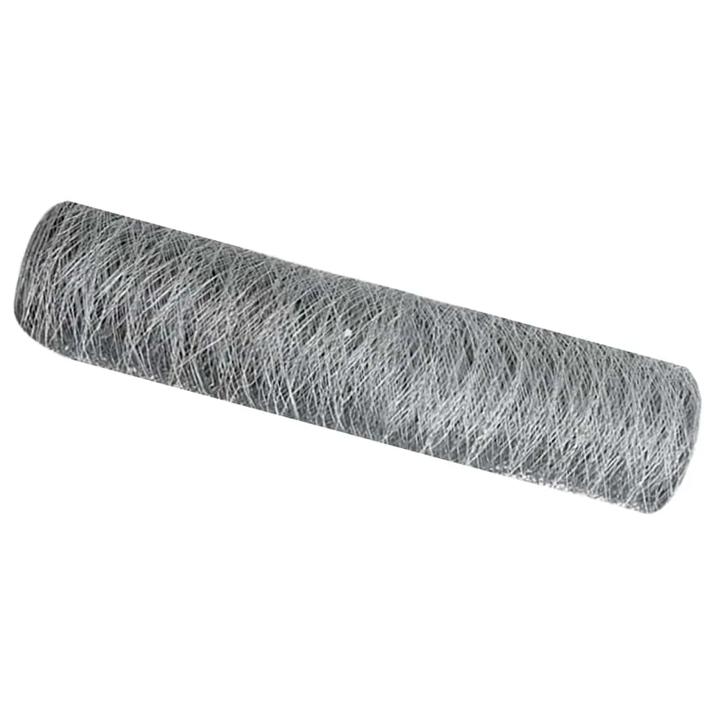 Hexagonzaun Silber 25 x 0,8 m aus verzinktem Stahl