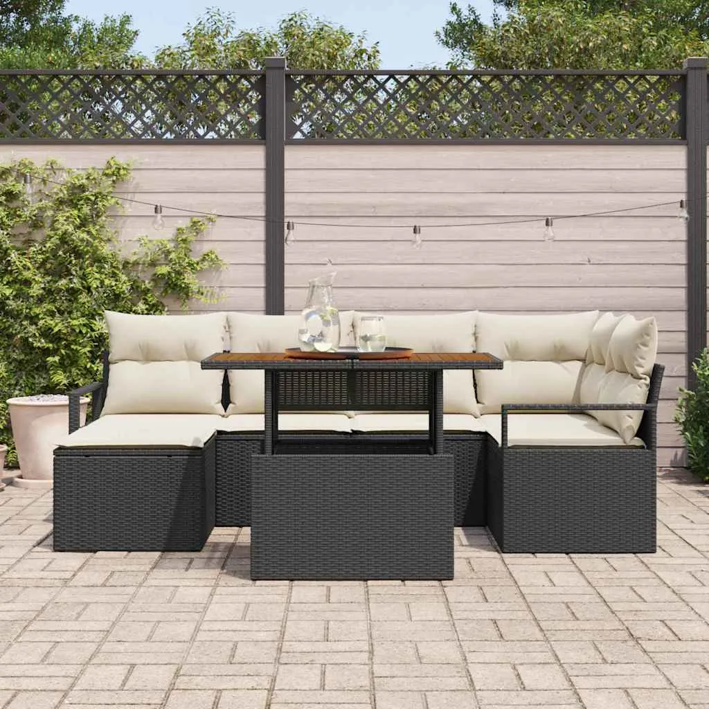 Modulares Garten-Dining-Set 55x55 cm Schwarz und Creme mit Echtholz