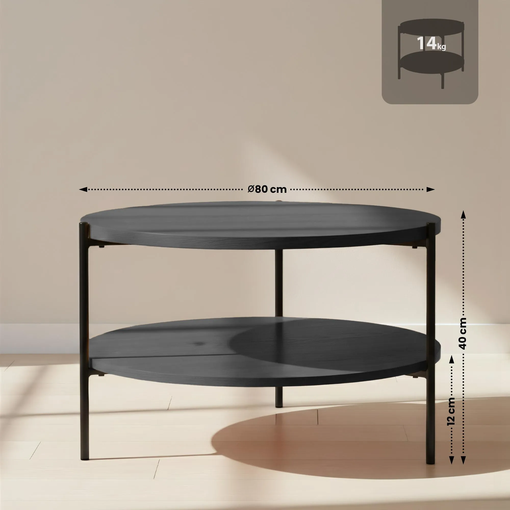 Couchtisch Edduma 80x80x40 cm grau