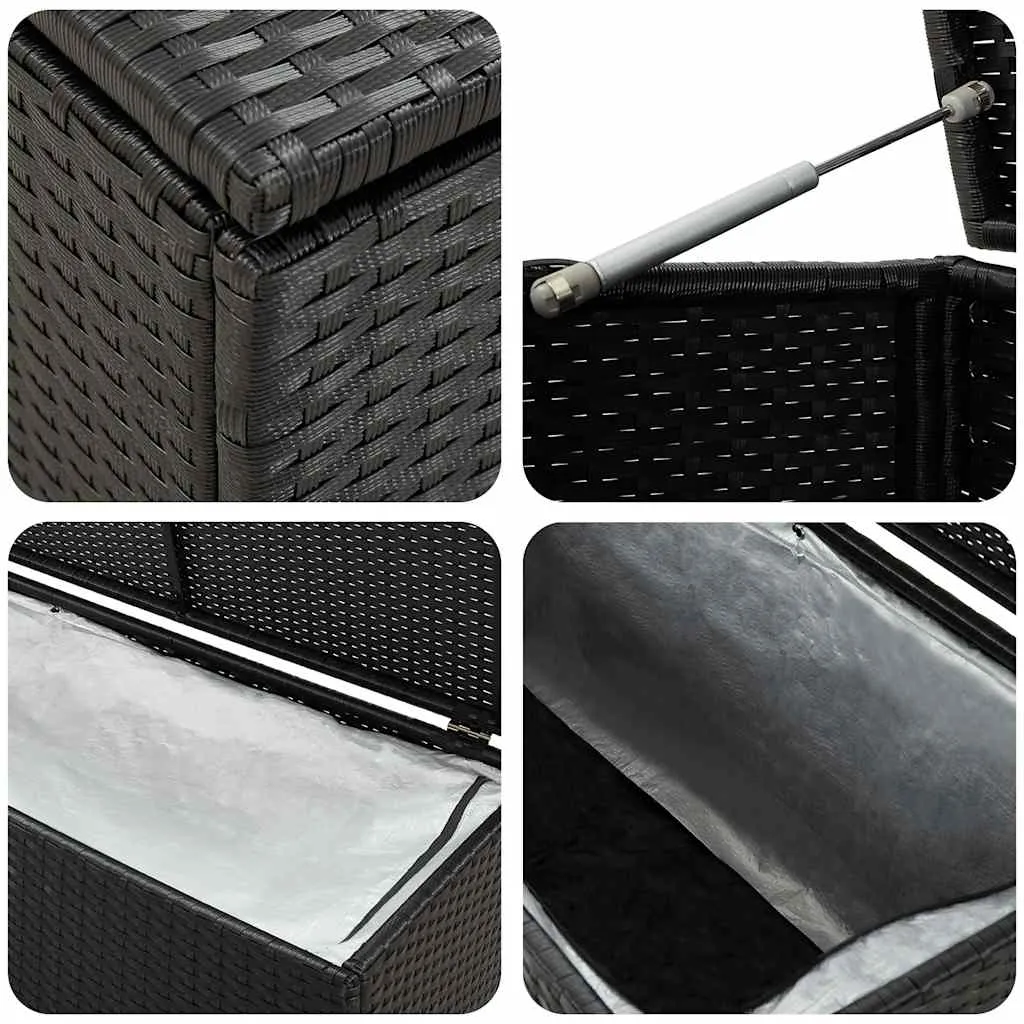 Auflagenbox Schwarz 100 x 50 x 50 cm aus Poly Rattan