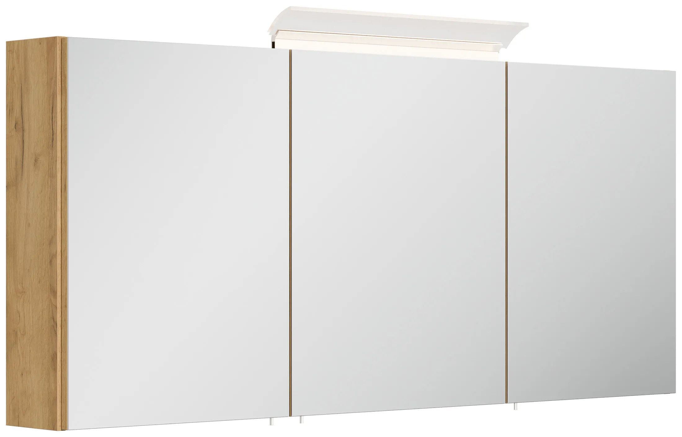 Spiegelschrank 140cm inkl. Design LED-Lampe und Glasböden eiche gold