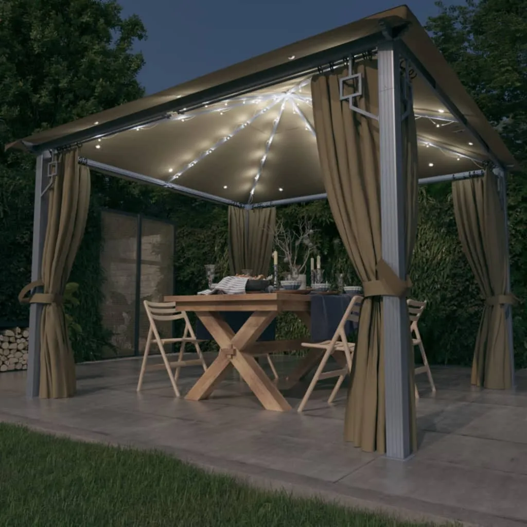 Pavillon Taupe 300x300x270 cm mit Aluminium- und Stahlkonstruktion
