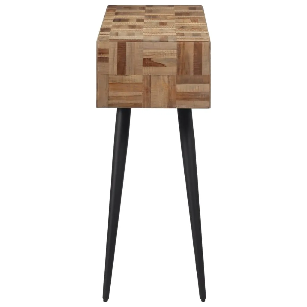 Konsolentisch aus Naturholz mit Eisengestell 110x34x80 cm Schwarz Grau