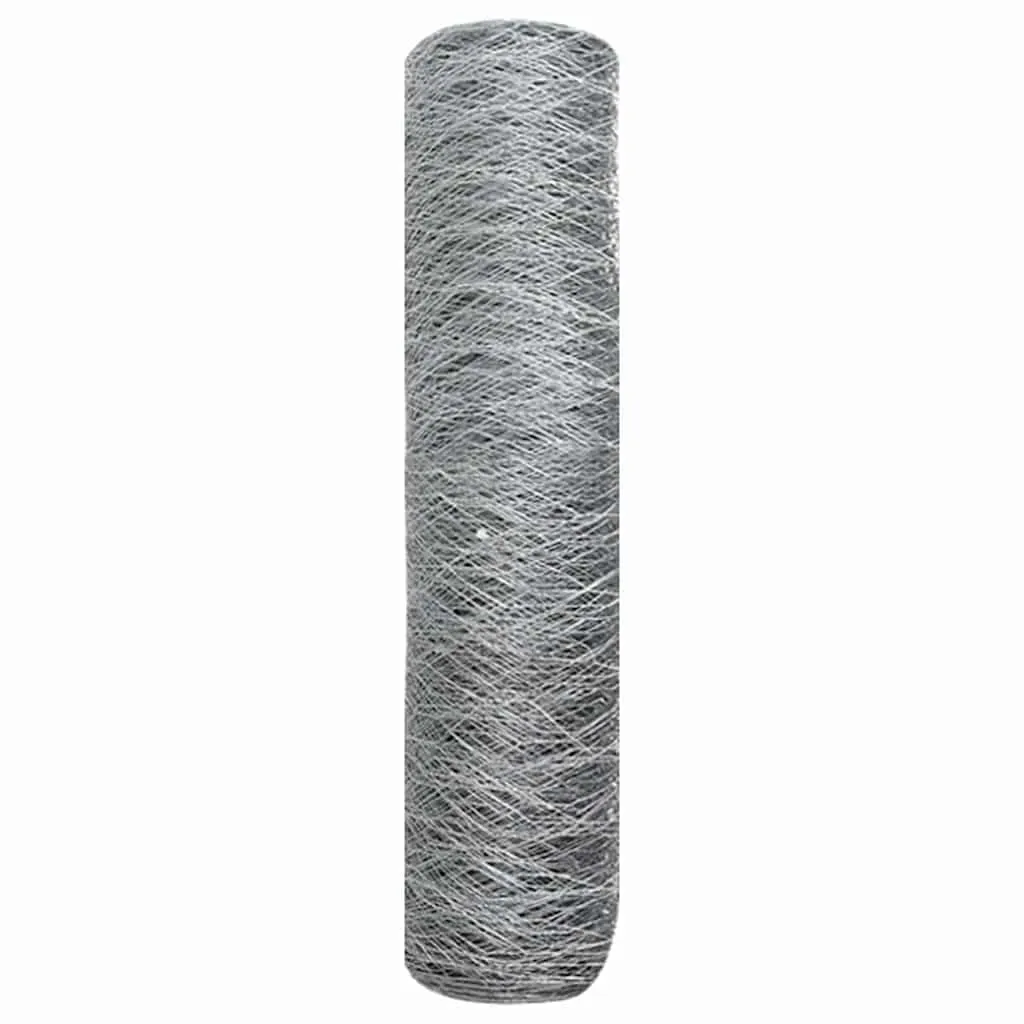 Hexagonzaun Silber 25 x 0,8 m aus verzinktem Stahl