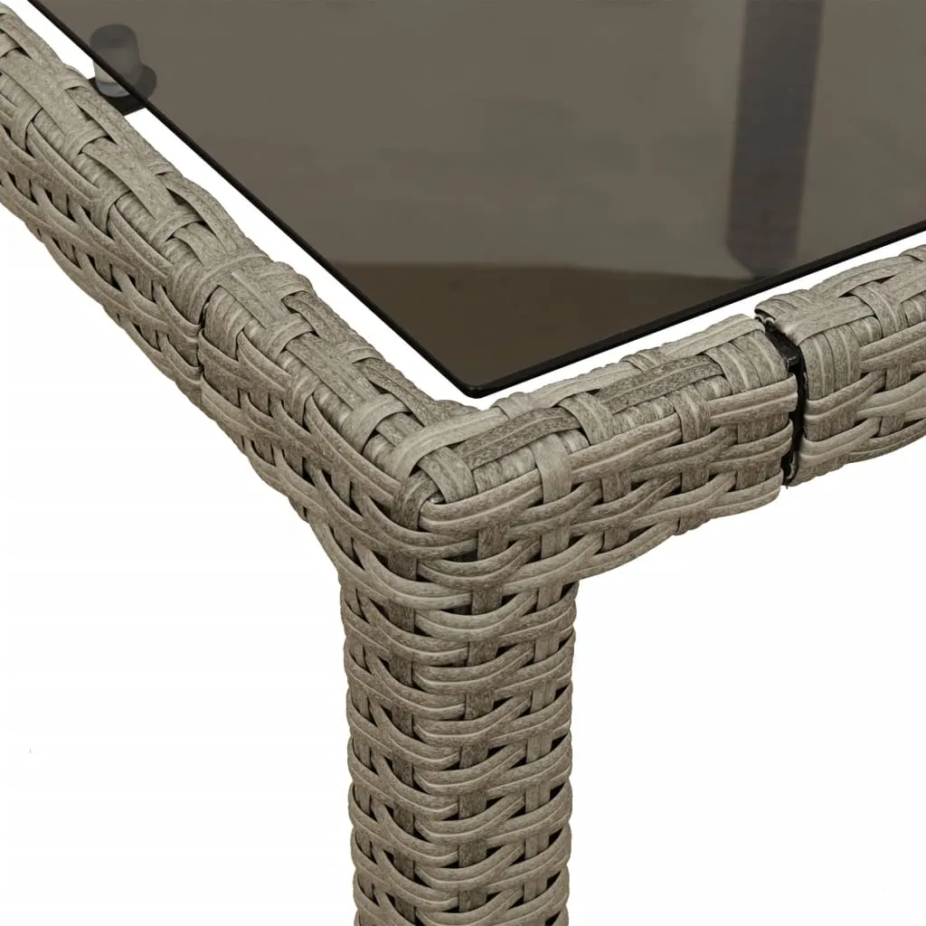 Gartentisch Hellgrau 190 x 90 x 75 cm aus PE-Rattan und Hartglas