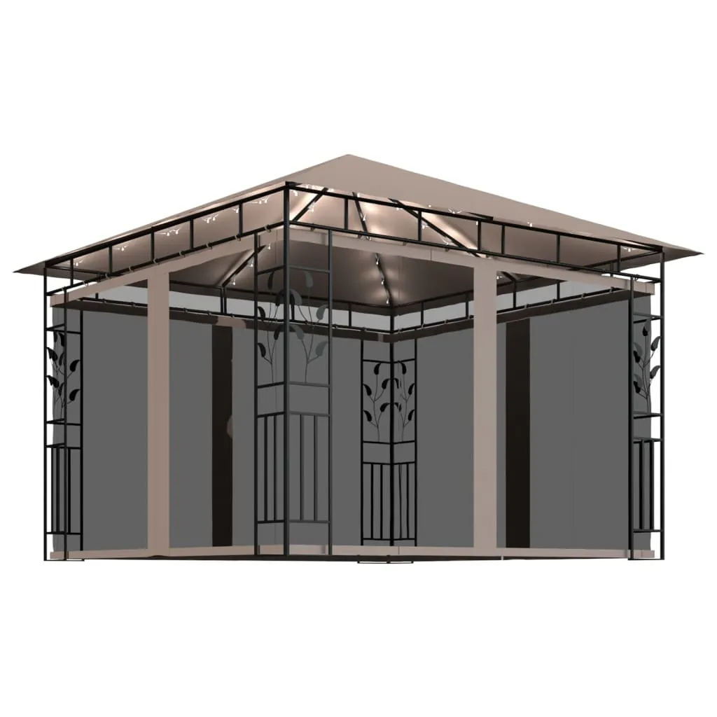 Pavillon 3x3 m Taupe mit Stahlrahmen und Stoffdach
